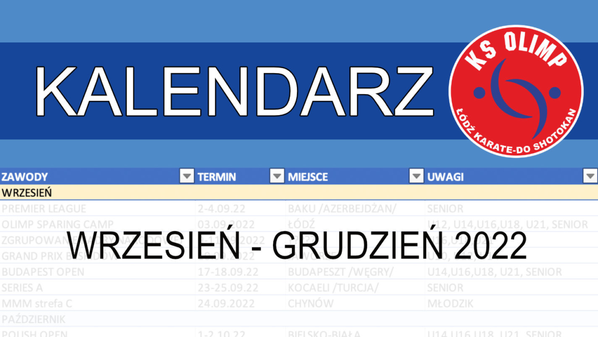 KALENDARZ IMPREZ – DRUGA POŁOWA 2022 ROKU