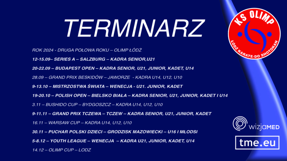 TERMINARZ STARTÓW – OLIMP ŁÓDŹ 2024