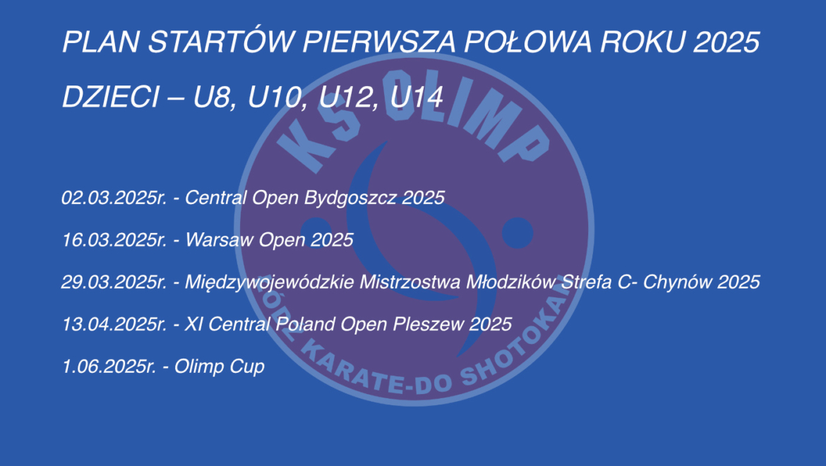 Plan startów dla zawodników poniżej 14 lat