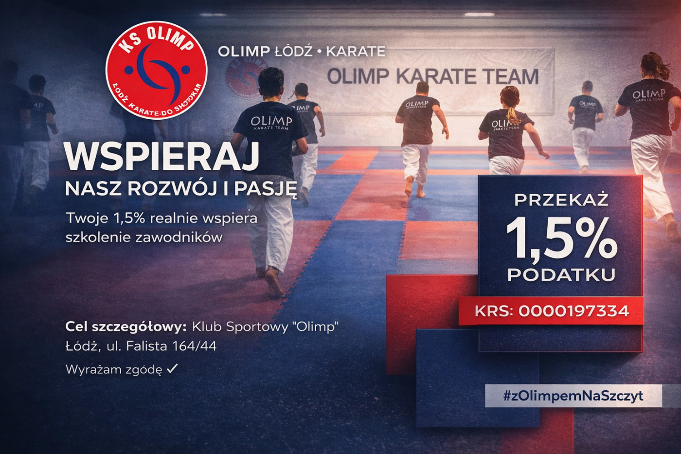 Przekaż 1,5% podatku – Olimp Łódź (KRS 0000197334)