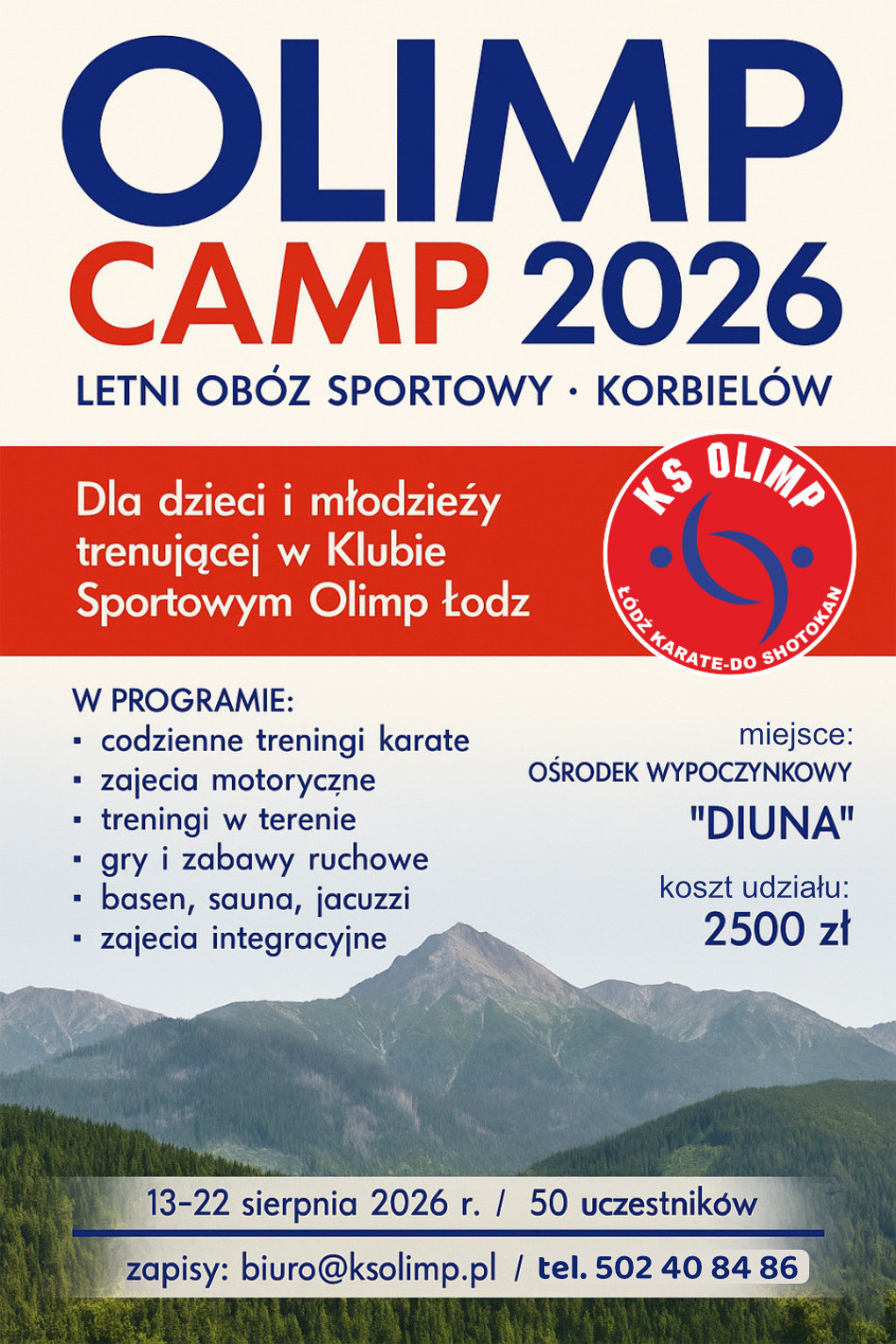 Obóz sportowy Olimp Łódź – Korbielów 2026
